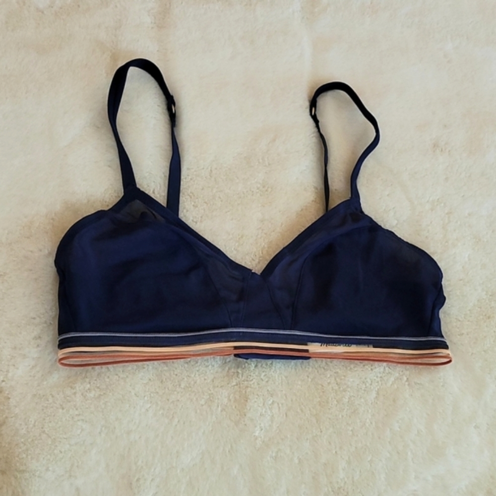 Madewell Nora Blue Mesh Rainbow Trim 50's Style  Bralette Small